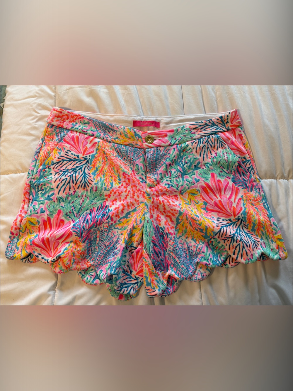 Floral Scalloped Hem Women's Shorts - Pink Multi lilly pulitzer
